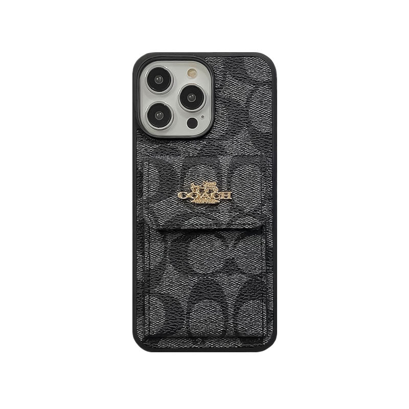 Klassische iPhone-Hülle mit Kartenhalter-Brieftasche Hellbraun -SZK240425