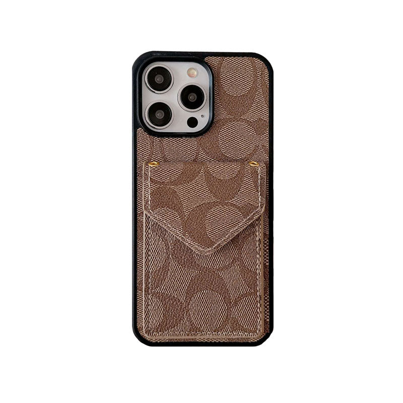 Klassiek iPhone-hoesje met kaarthouder en riem Lichtzwart -SJ240513