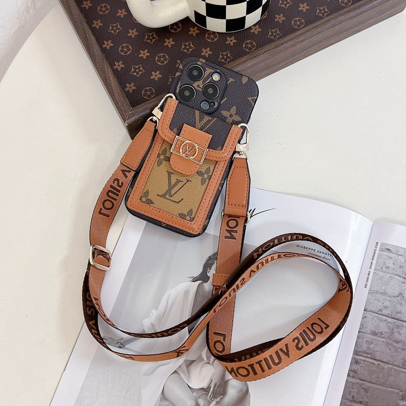 Funda cruzada para iPhone con tarjetero de lujo