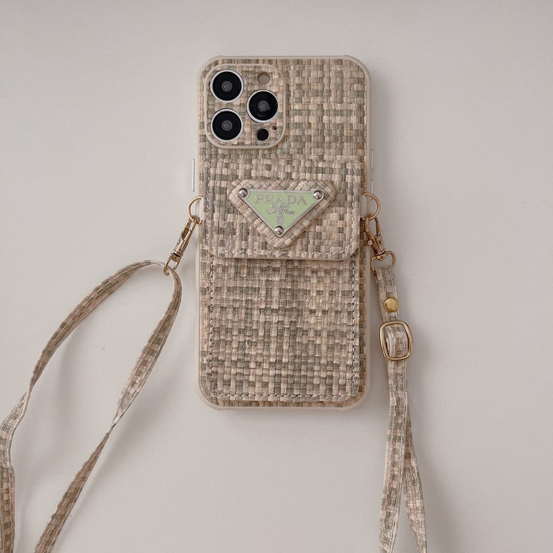 Bolso bandolera tejido de lujo para iPhone Funda y vinilo para iPhone