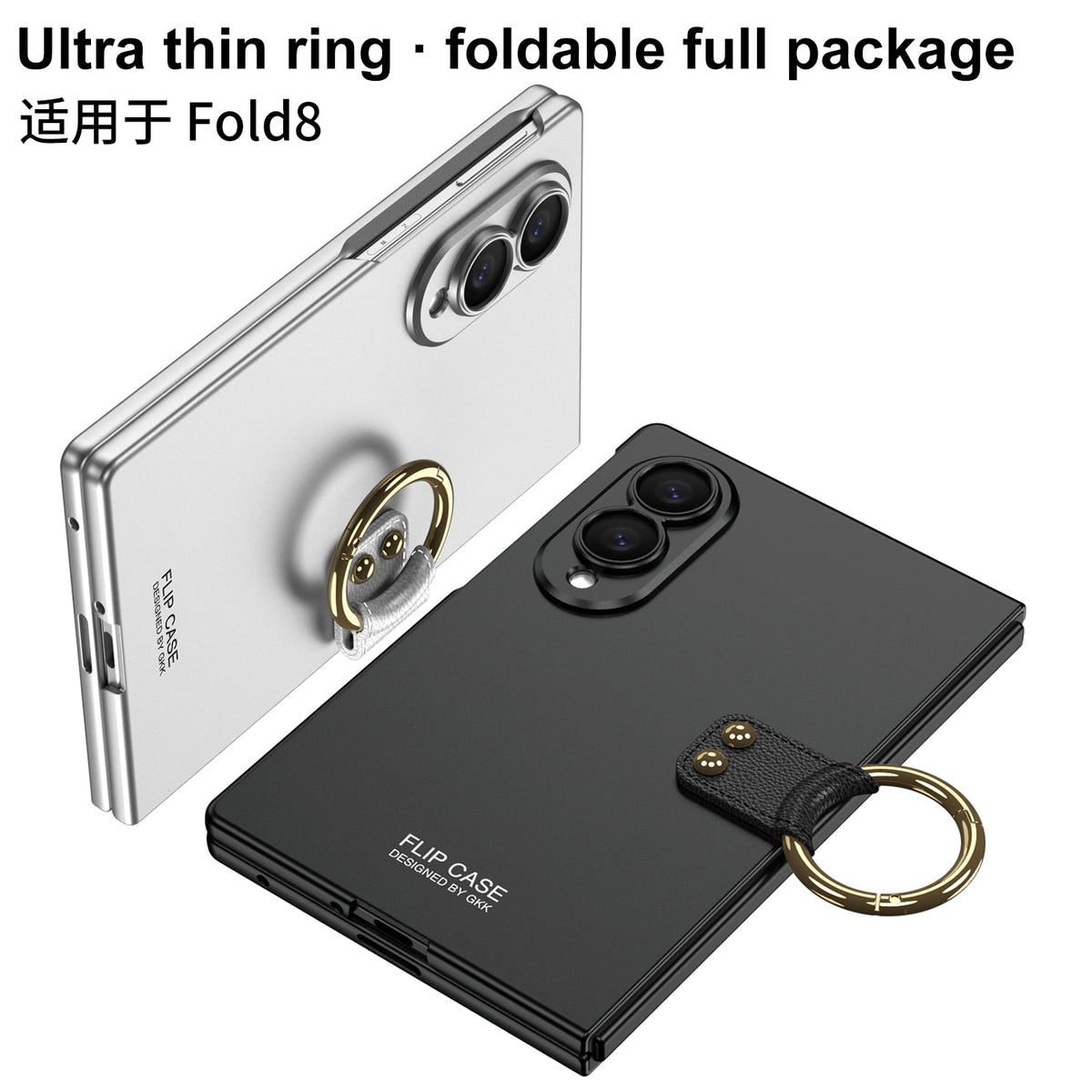 Funda para teléfono Galaxy Z Fold 8/7/6 Wide Ultra Fashion con vidrio templado incorporado y soporte para anillo