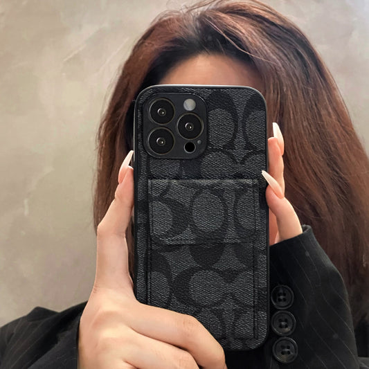 Klassische iPhone-Hülle mit Brieftasche Schwarz-HP240513