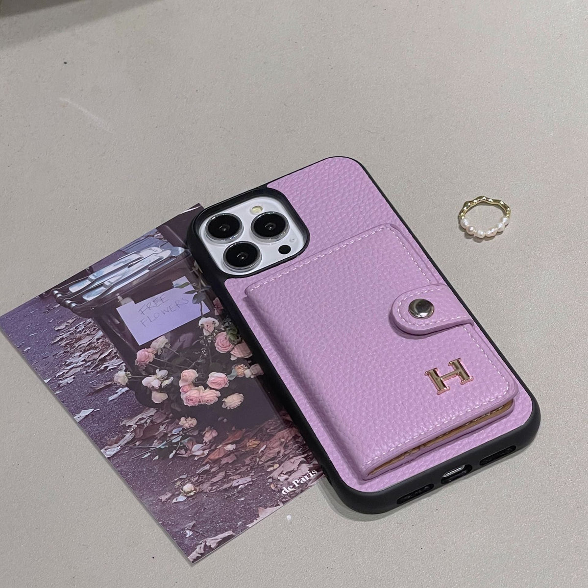 Funda para iPhone con tarjetero de cuero H