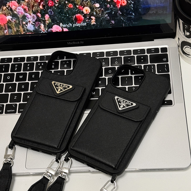 Luxe leren crossbody iPhone-hoesje