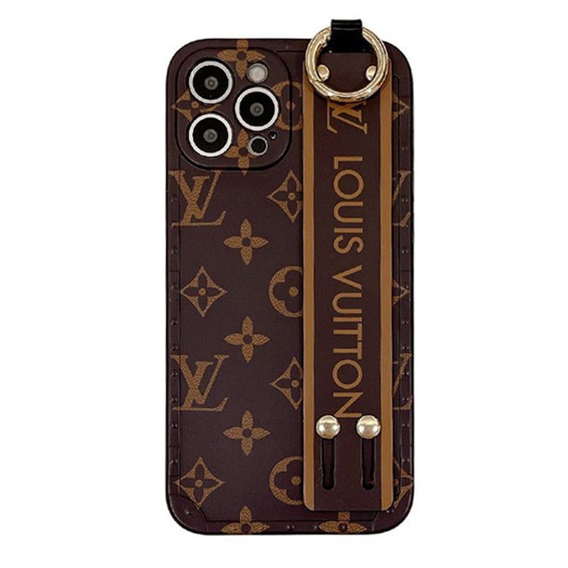 Funda de iPhone con pulsera marrón de lujo