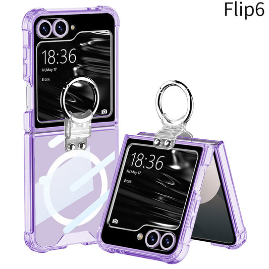 Magnetic All-included Shockproof Phone Cover With Ring Holder For Galaxy Z Flip 7/6/5/4