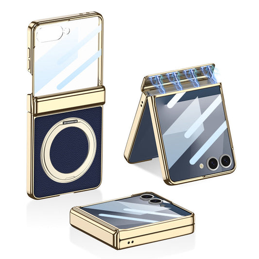Magnetic All-included Leather Phone Case With Back Screen Protector For Galaxy Flip7