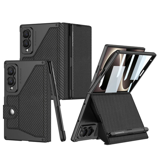 Luxurious Suede Phone Cover With Screen Protector & Pen-slot & Stylus For Galaxy Z Fold8