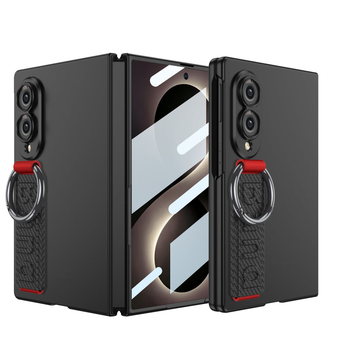 Funda para teléfono de moda con vidrio templado incorporado y pulsera para Galaxy Z Fold 8/7/6 Wide Ultra