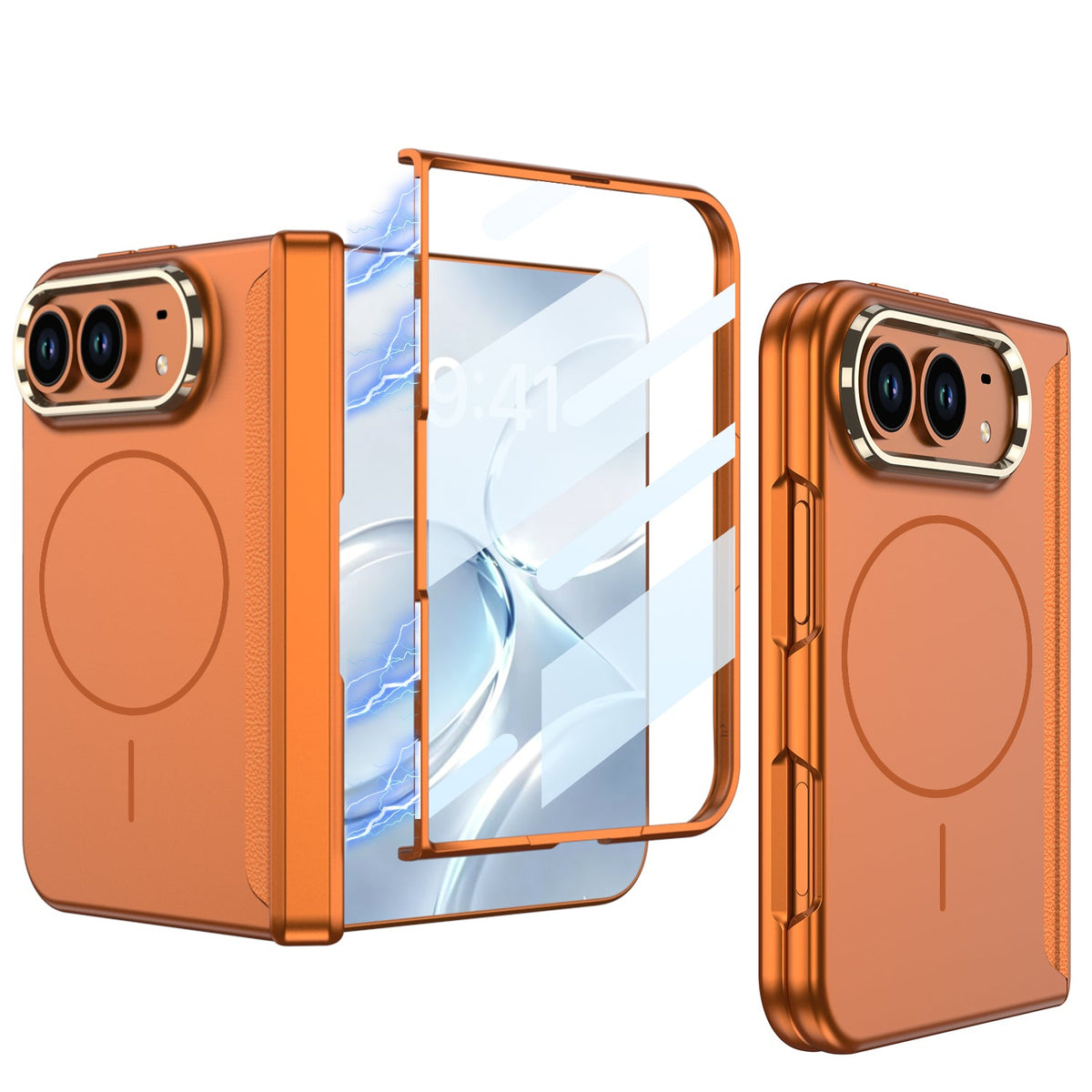iPhone Ultra - Protección de bisagra magnética Cubierta empresarial Película de vidrio templado incorporada y anillo magnético