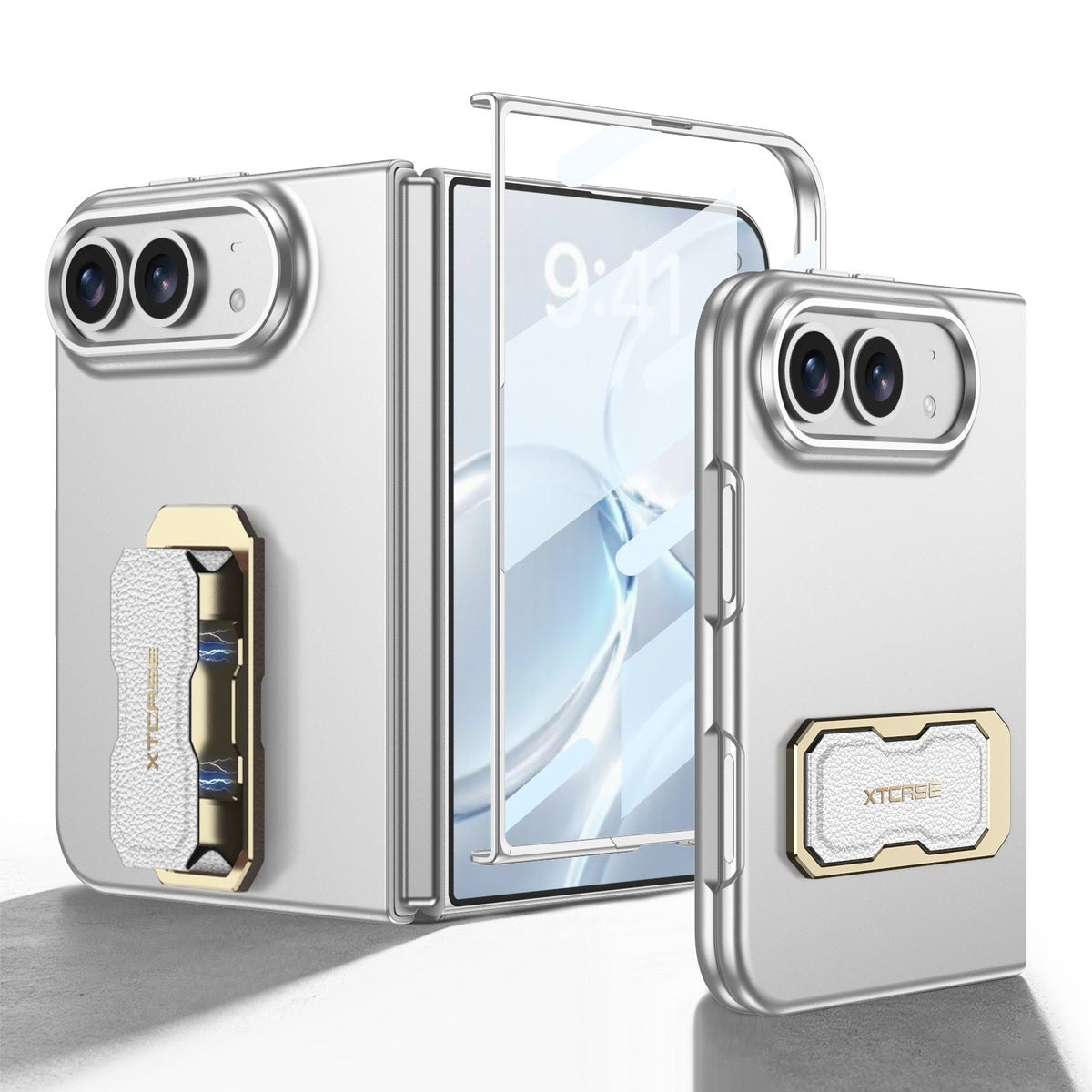 iPhone Ultra | Capa de telefone fina com cobertura total, filme de vidro temperado integrado e alça magnética de anel de dedo