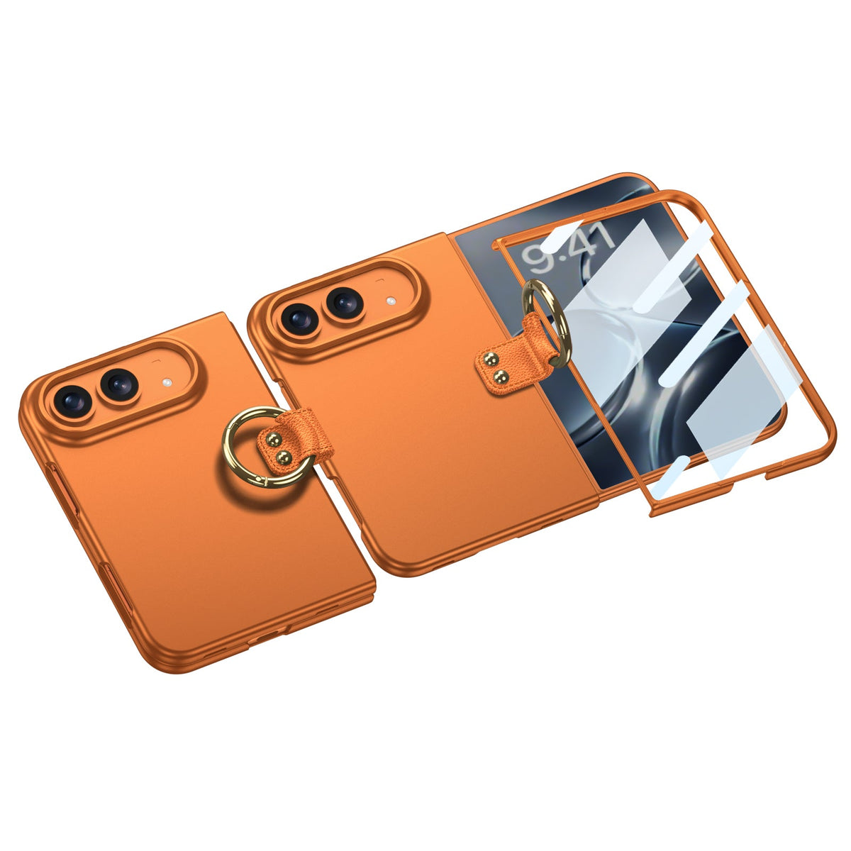 iPhone Ultra | Schlanke, vollständig abdeckende Handyhülle mit integrierter gehärteter Glasfolie und Fingerringgriff im seitlichen Clip-Stil
