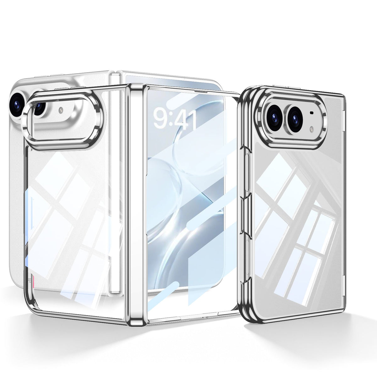 iPhone Ultra - Magnetische scharnierbescherming Doorzichtige behuizing Ingebouwde film van gehard glas