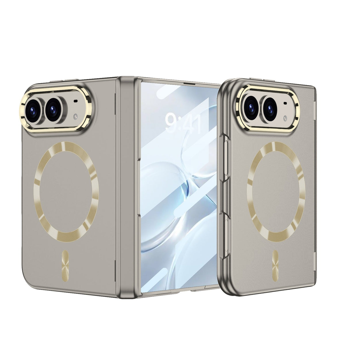 iPhone Ultra - Protección de bisagra magnética Cubierta de moda Película de vidrio templado incorporada y anillo magnético