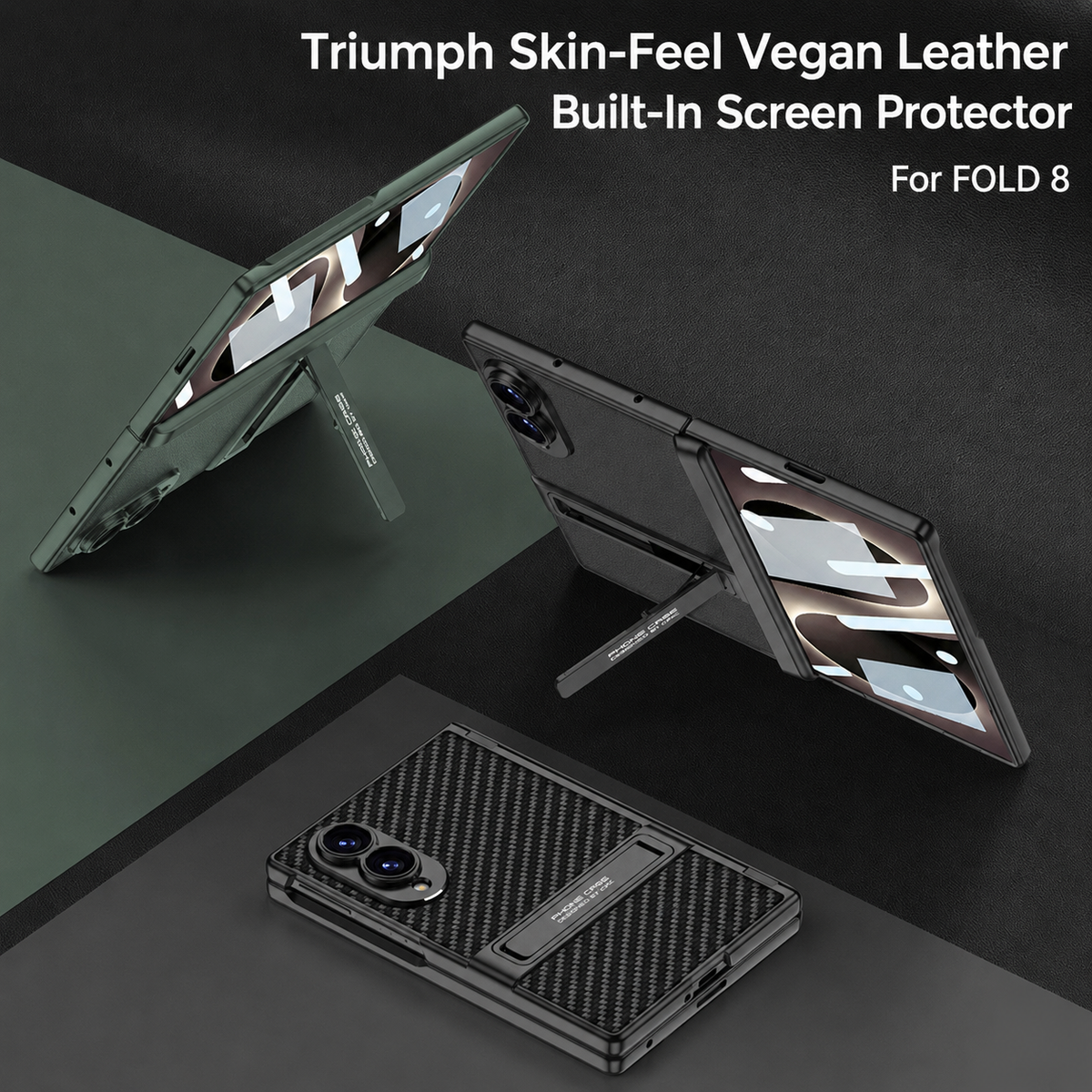 Funda de cuero para teléfono Galaxy Z Fold8/7 Wide Ultra - Película de vidrio templado incorporada y soporte oculto