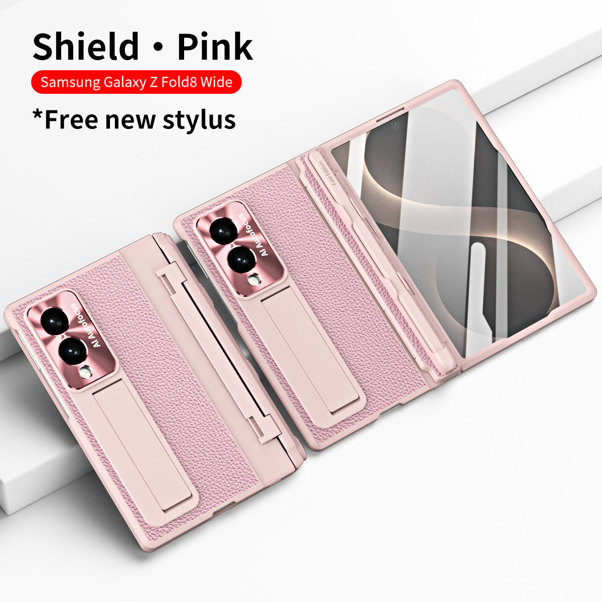 Luxus bőr mágneses konzollal galvanizált telefontok képernyővédő fóliával Galaxy Z Fold 8/7/6/5/4/3 Wide Ultra telefonhoz