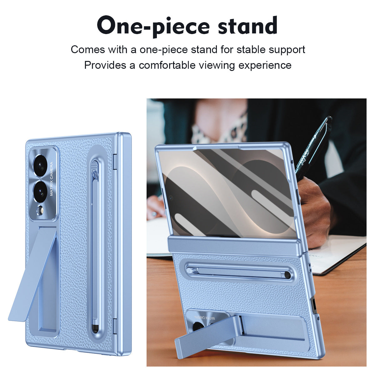 Galaxy Z Fold 8/7/6/5/4 Wide Ultra用強化ガラス&スタイラス内蔵ゴールデン電着レザー電話ケース