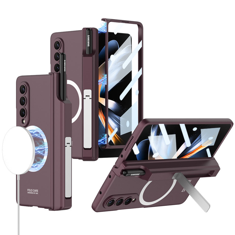 Mágneses csuklópántos, rejtett konzol, mindenhez mellékelt tok tolltartóval Galaxy Z Fold 8/7/6/5/4/3