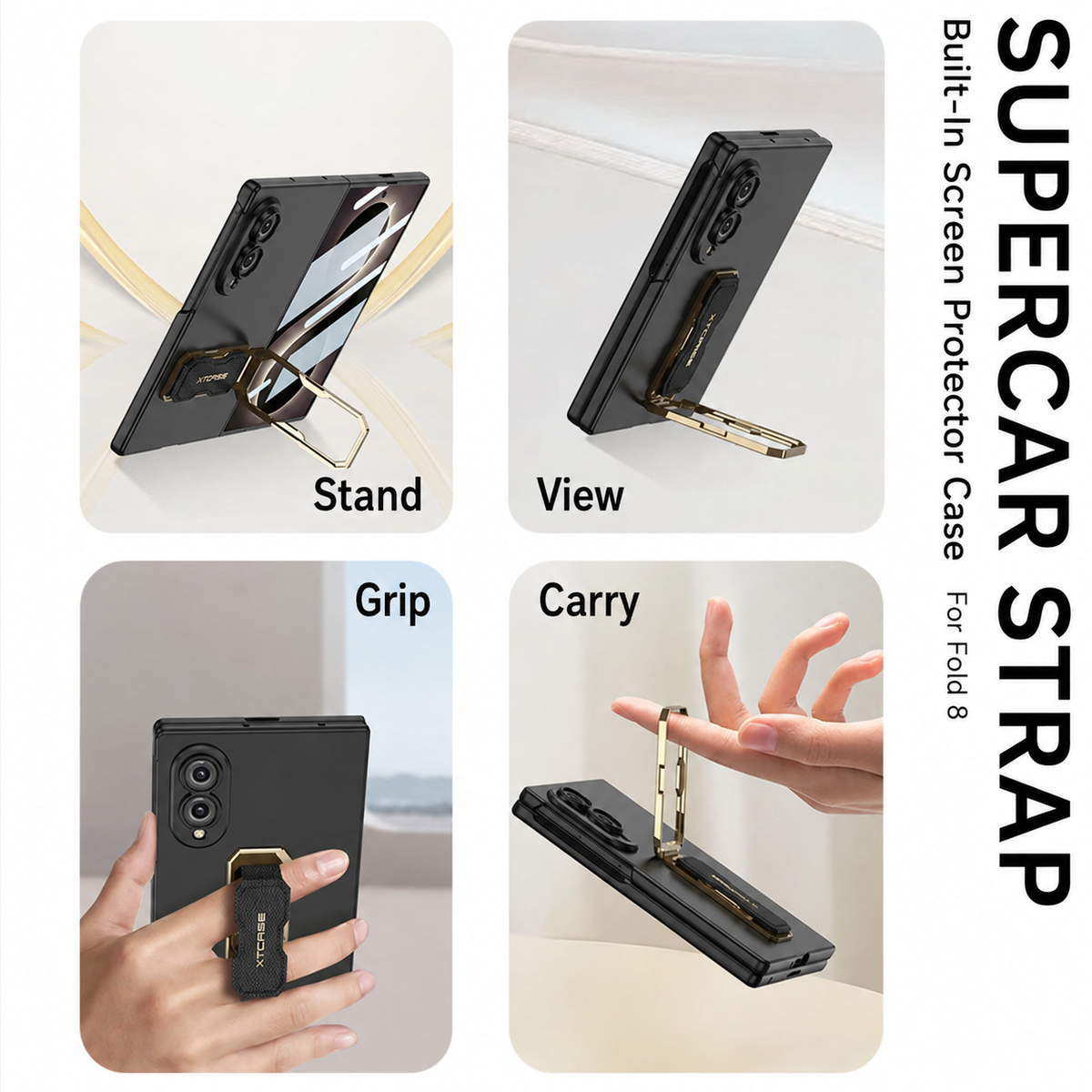 Funda para teléfono Galaxy Z Fold 8/7 Wide Ultra Fashion con pulsera y vidrio templado incorporados