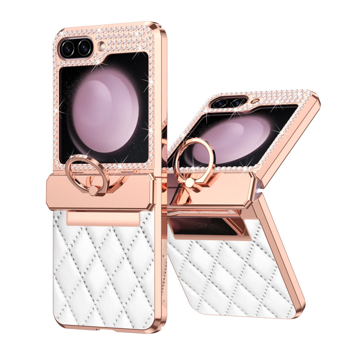 Luxus kristály bőr gyűrűtartó védő telefontok Galaxy Z Flip 7/6/5/4/3