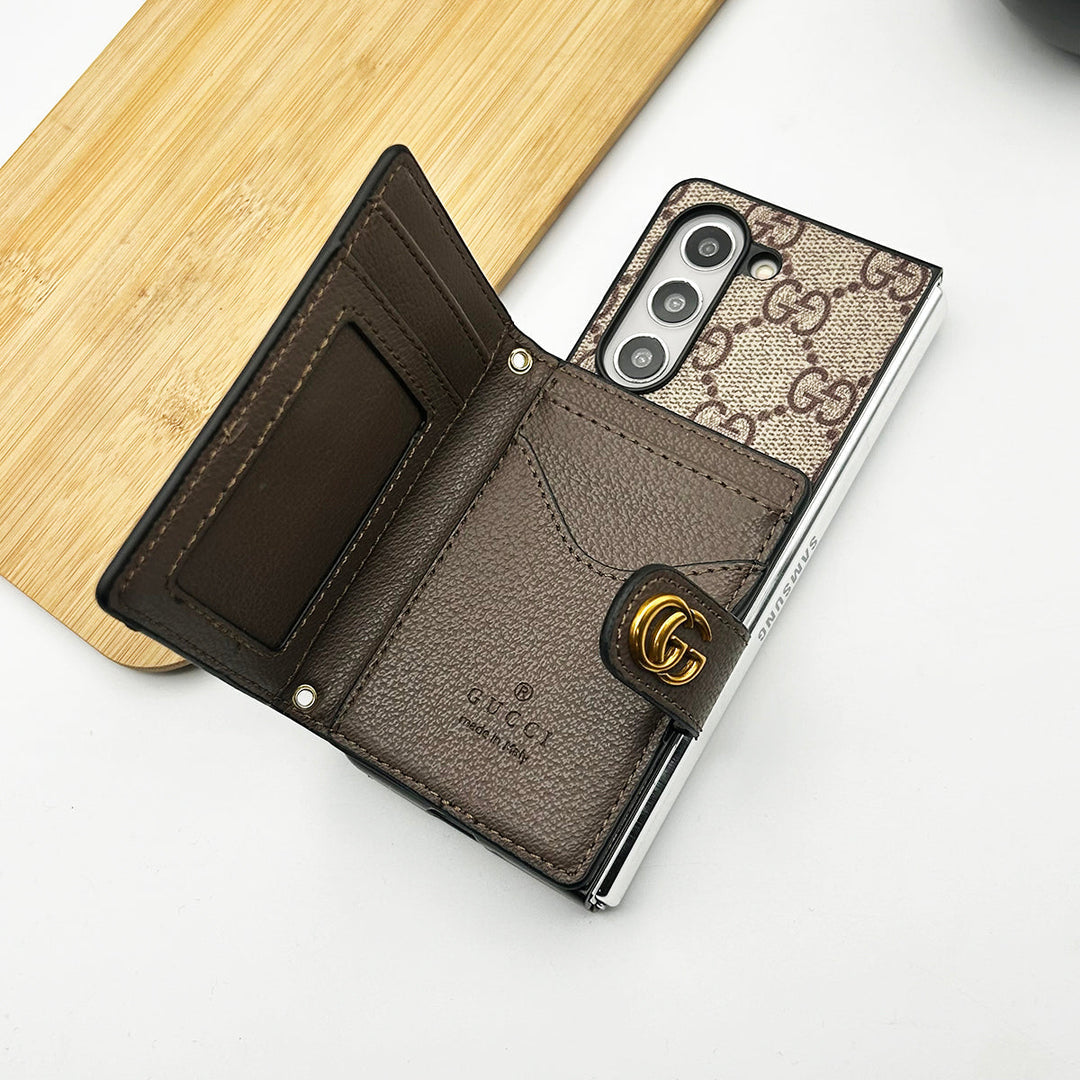 Samsung Galaxy Z Fold 6 Cás Brand Leathar Faisean Só