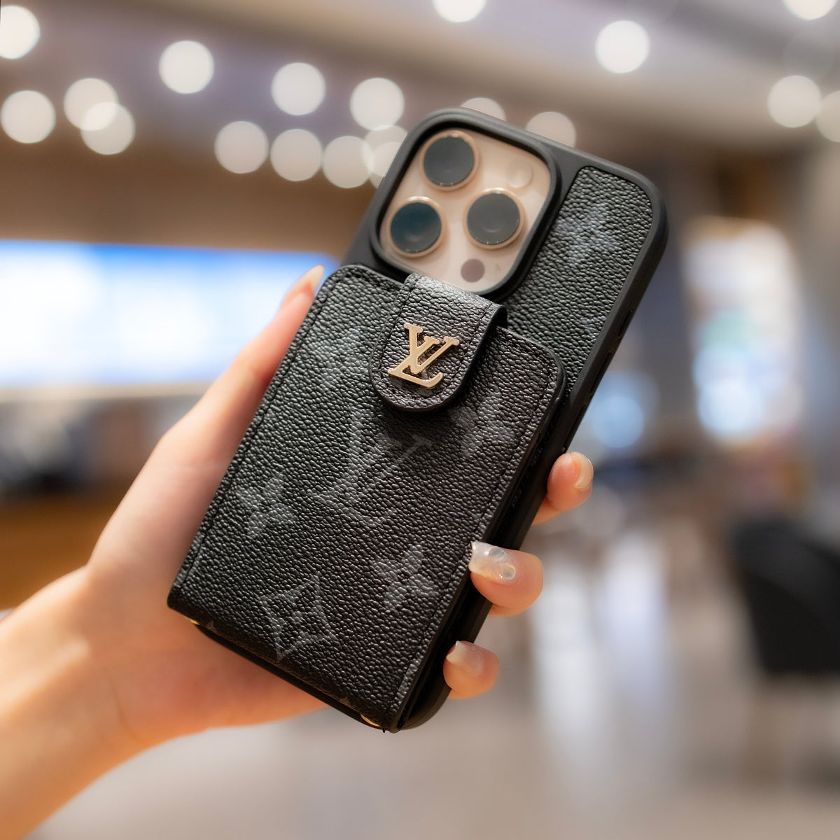 Funda cruzada de lujo para iPhone con tarjetero y correa