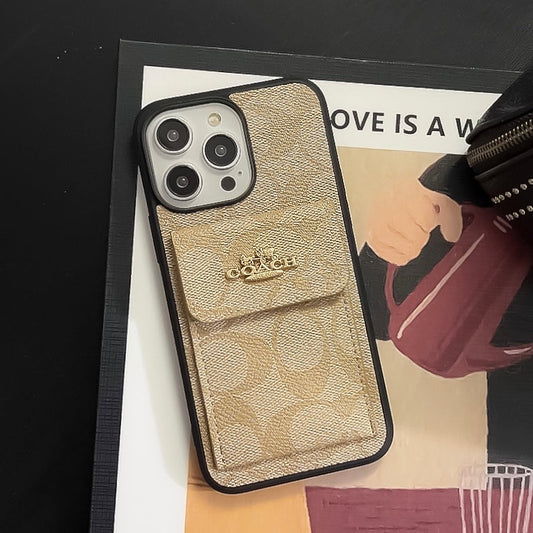 Klassische iPhone-Hülle mit Kartenhalter-Geldbörse Kaffeebraun -SZK240425