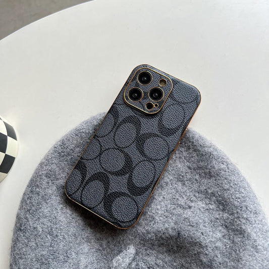 Klassische iPhone Hülle Leder Schwarz -QBK240513