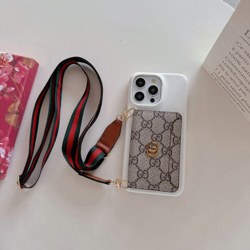 Funda de iPhone clásica con bolso cruzado para tarjetas premium