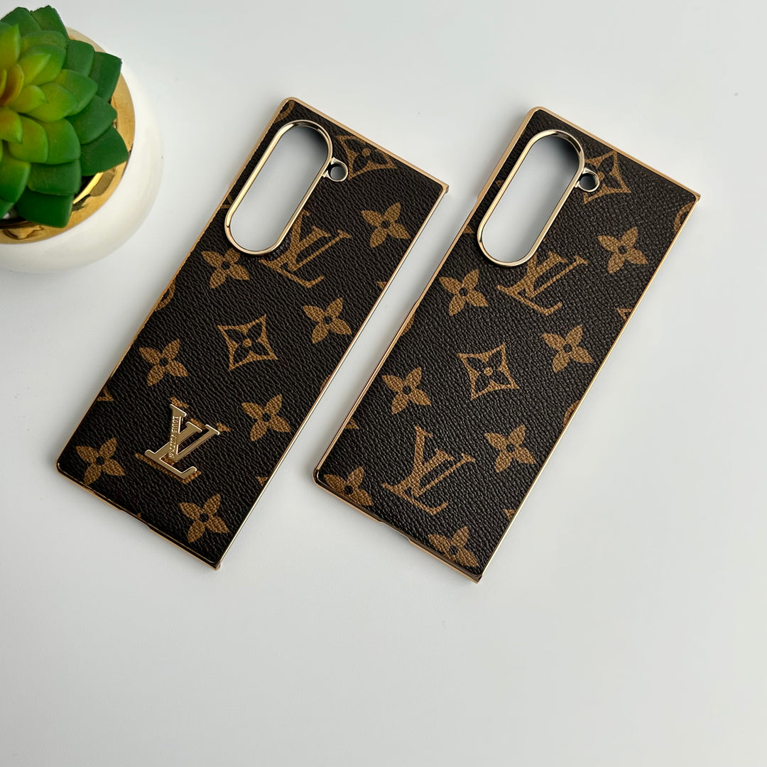 Samsung Galaxy Z Fold 6 Luxury επίχρυση δερμάτινη θήκη