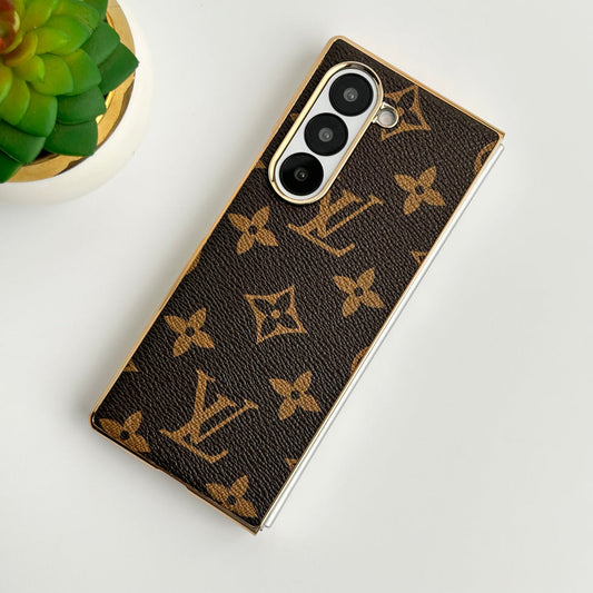 Samsung Galaxy Z Fold 6 luxus aranyozott bőrtok