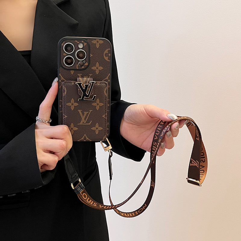 Cadena de bolso de tarjeta de lujo Funda y vinilo para iPhone