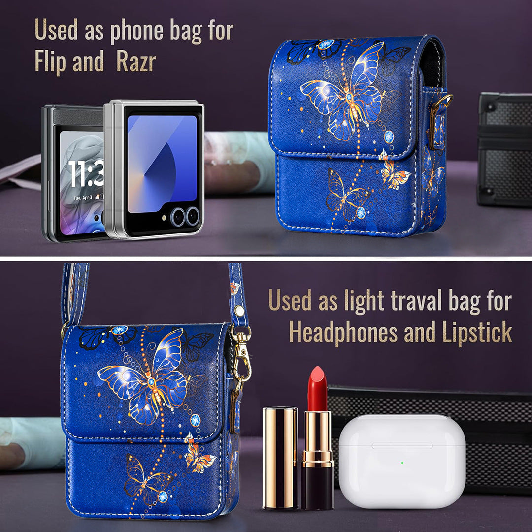 Bőr Crossbody táska pánttal a Galaxy Z Flip sorozathoz
