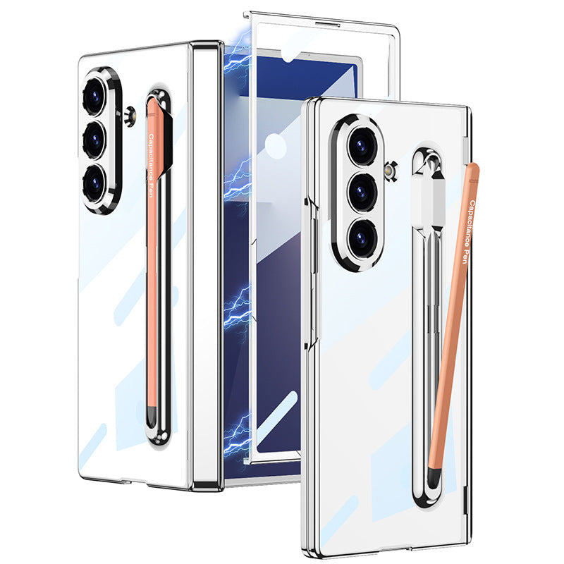 磁気ヒンジ保護電話ケース ペンスロット & スタイラス & スクリーンガラスフィルム付き Galaxy Z Fold 8/7/6/5 用