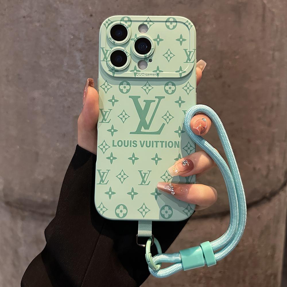 Funda de lujo para iPhone con estampado en relieve y correa para la muñeca desmontable