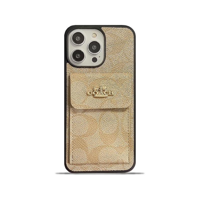 Klassiek iPhone-hoesje met kaarthouder Portemonnee Koffie -SZK240425