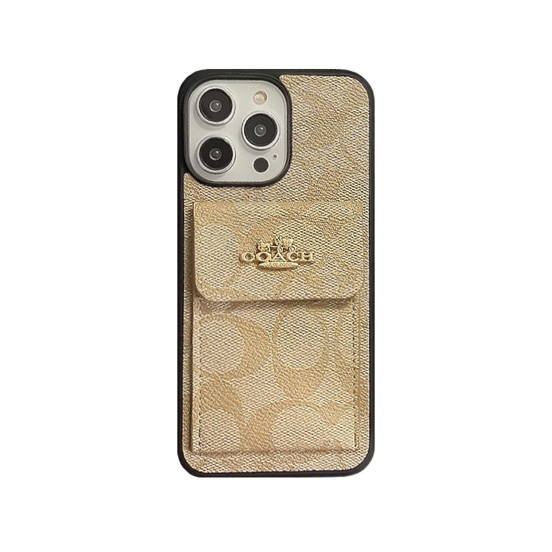 Klassiek iPhone-hoesje met kaarthouder Portemonnee Koffie -SZK240425