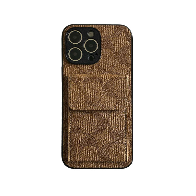 Klassiek iPhone-hoesje met portemonnee Donkerbruin-HP240513