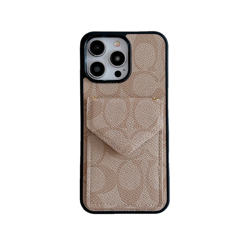 Klassiek iPhone-hoesje met kaarthouder en riem Lichtbruin -SJ240513