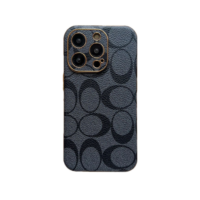 Funda clásica para iPhone de piel color marrón claro -QBK240513