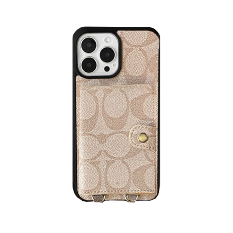 Klassiek iPhone-hoesje met portemonnee en riem bruin -SZK240402