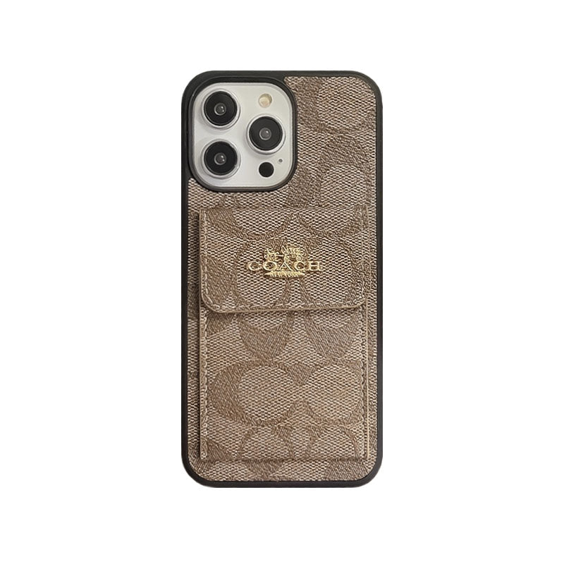 Klassiek iPhone-hoesje met kaarthouder Portemonnee Koffie -SZK240425