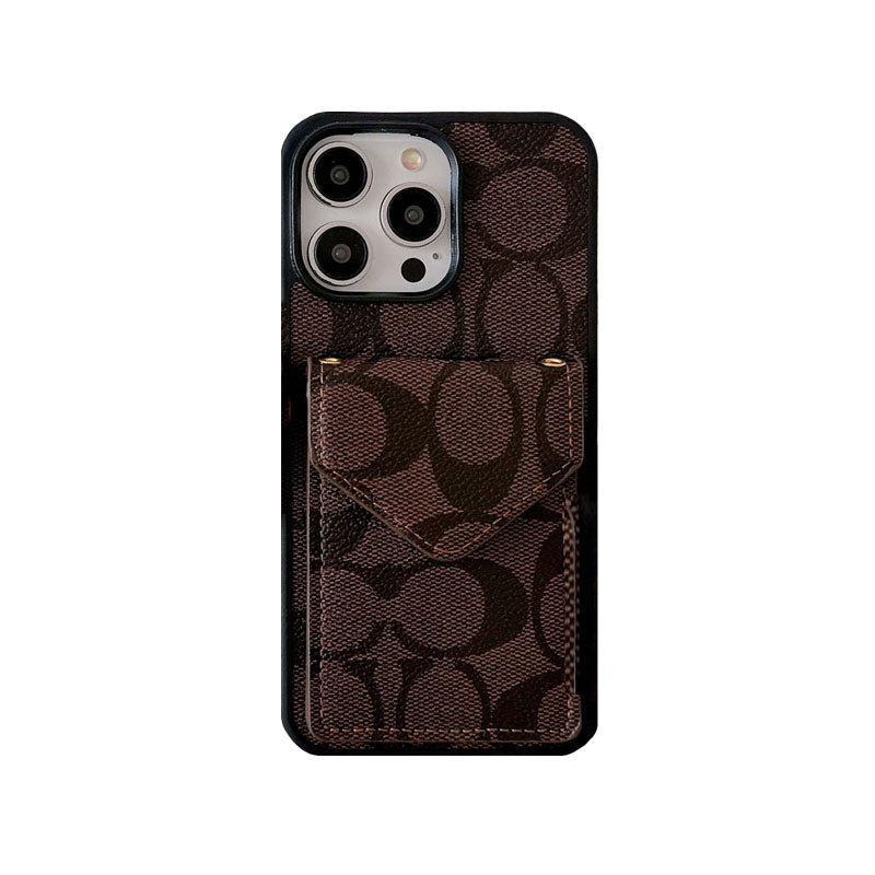 Klassiek iPhone-hoesje met kaarthouder en riem Lichtbruin -SJ240513