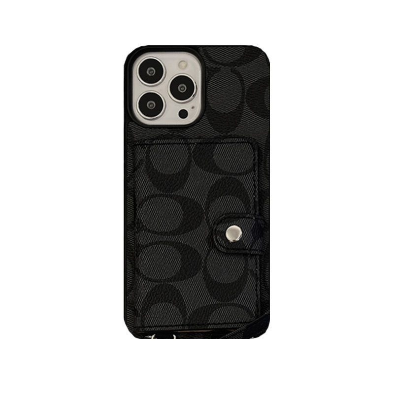 Klassiek iPhone-hoesje met portemonnee en riem bruin -SZK240402