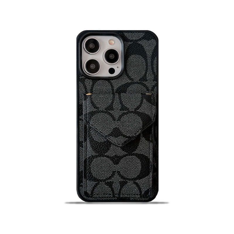Klassiek iPhone-hoesje met kaarthouder en riem Lichtzwart -SJ240513