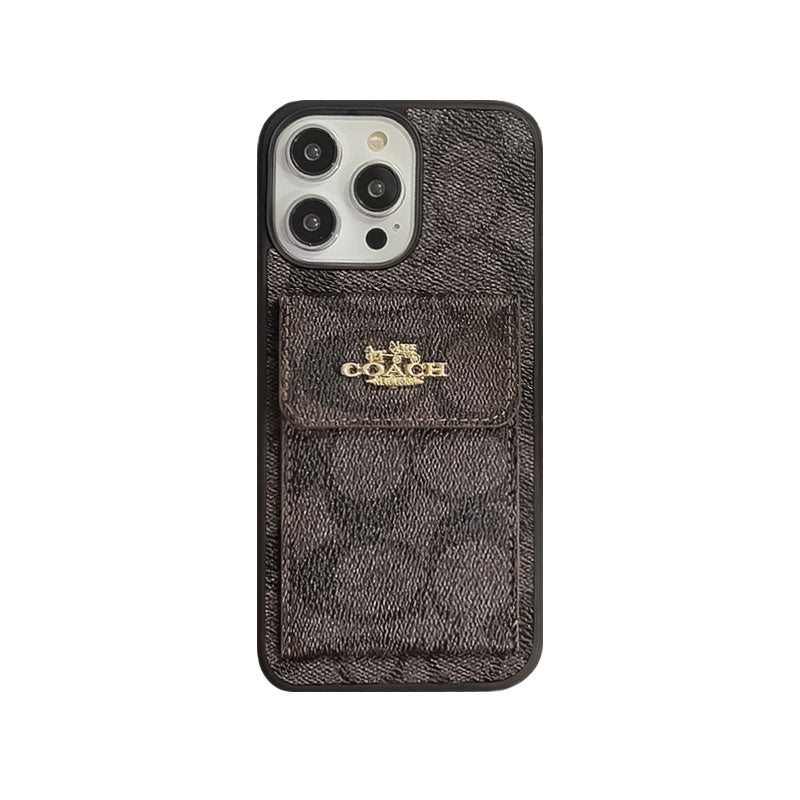Klassiek iPhone-hoesje met kaarthouder Portemonnee Koffie -SZK240425