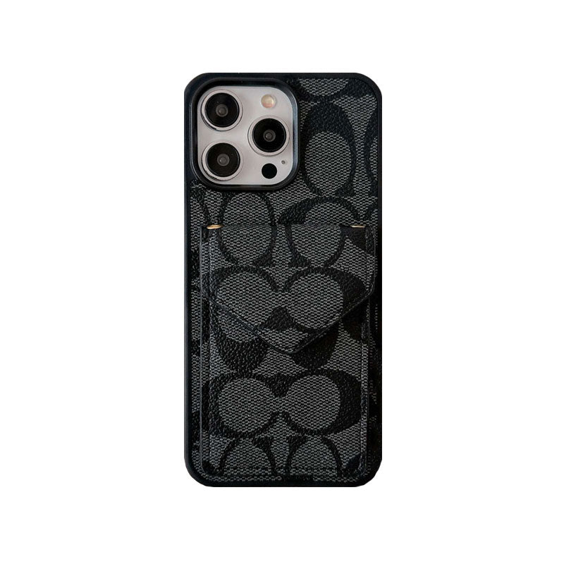 Klassiek iPhone-hoesje met kaarthouder en riem Lichtzwart -SJ240513