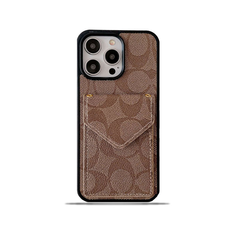Klassiek iPhone-hoesje met kaarthouder en riem Lichtbruin -SJ240513