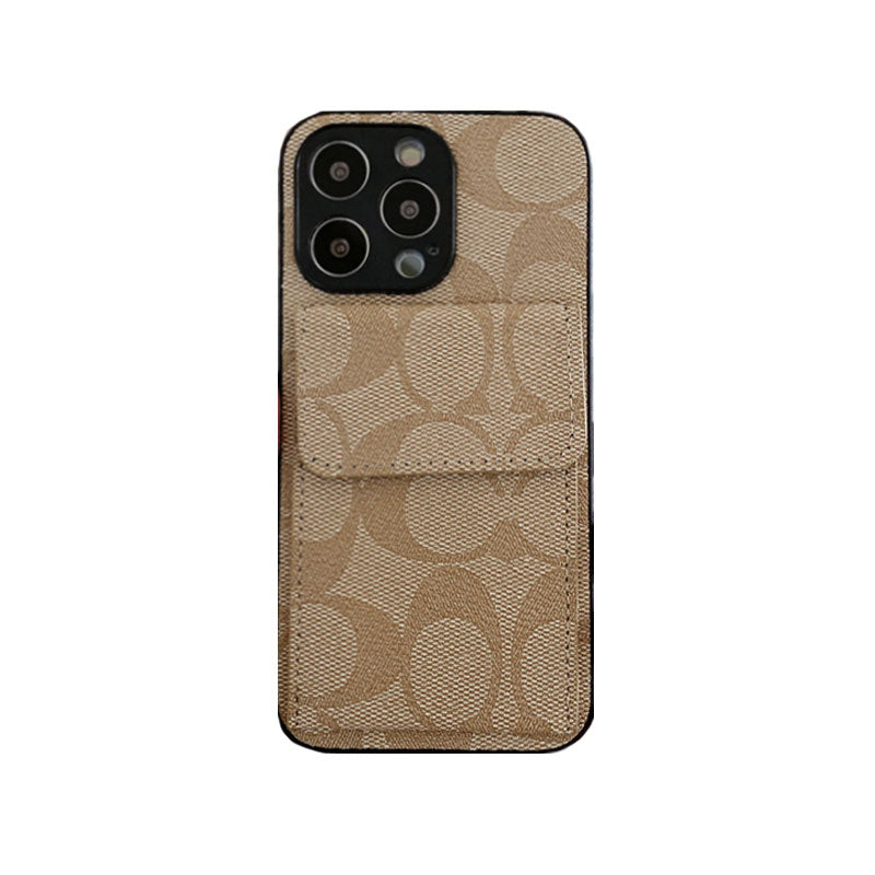 Klassiek iPhone-hoesje met portemonnee Donkerbruin-HP240513