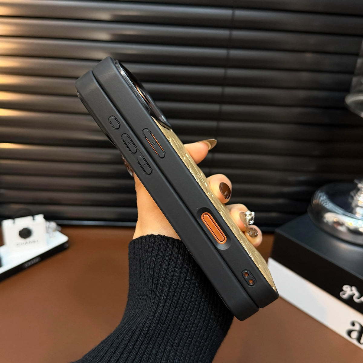 Luxe gewatteerd leren iPhone-hoesje - Schokbestendige, slanke beschermhoes